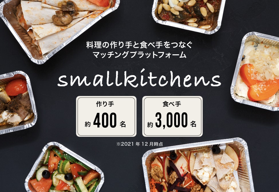 手作りのお弁当や食事の提供ができるマッチングプラットフォーム「smallkitchens（スモールキッチンズ）」