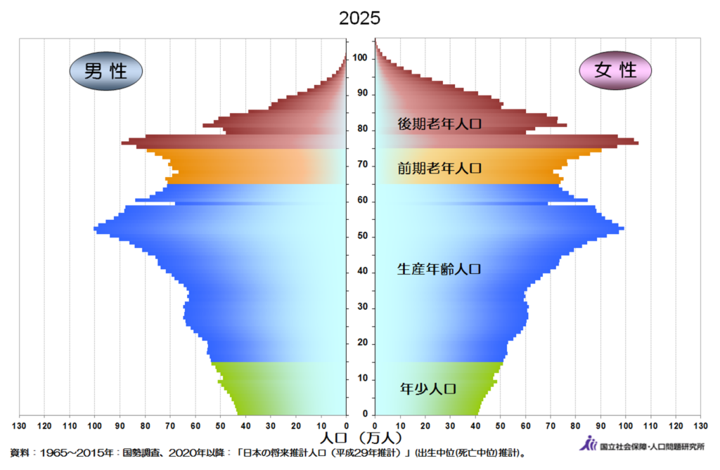 2025年の日本の人口ピラミッド