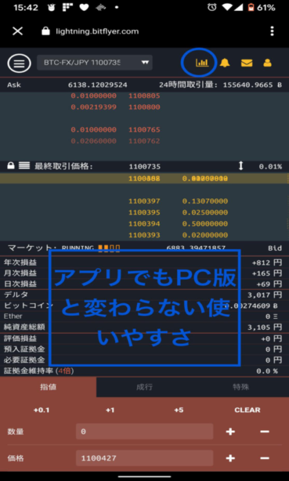 bitflyer Lightningスマホ