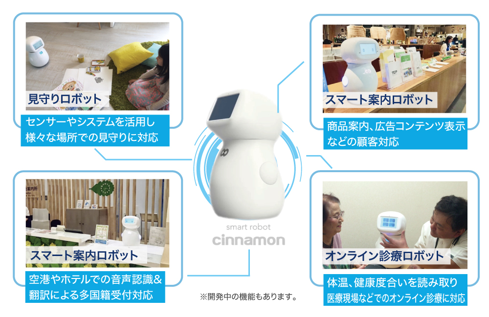各種コミュニケーション技術を備えた小型ロボット「シナモン」