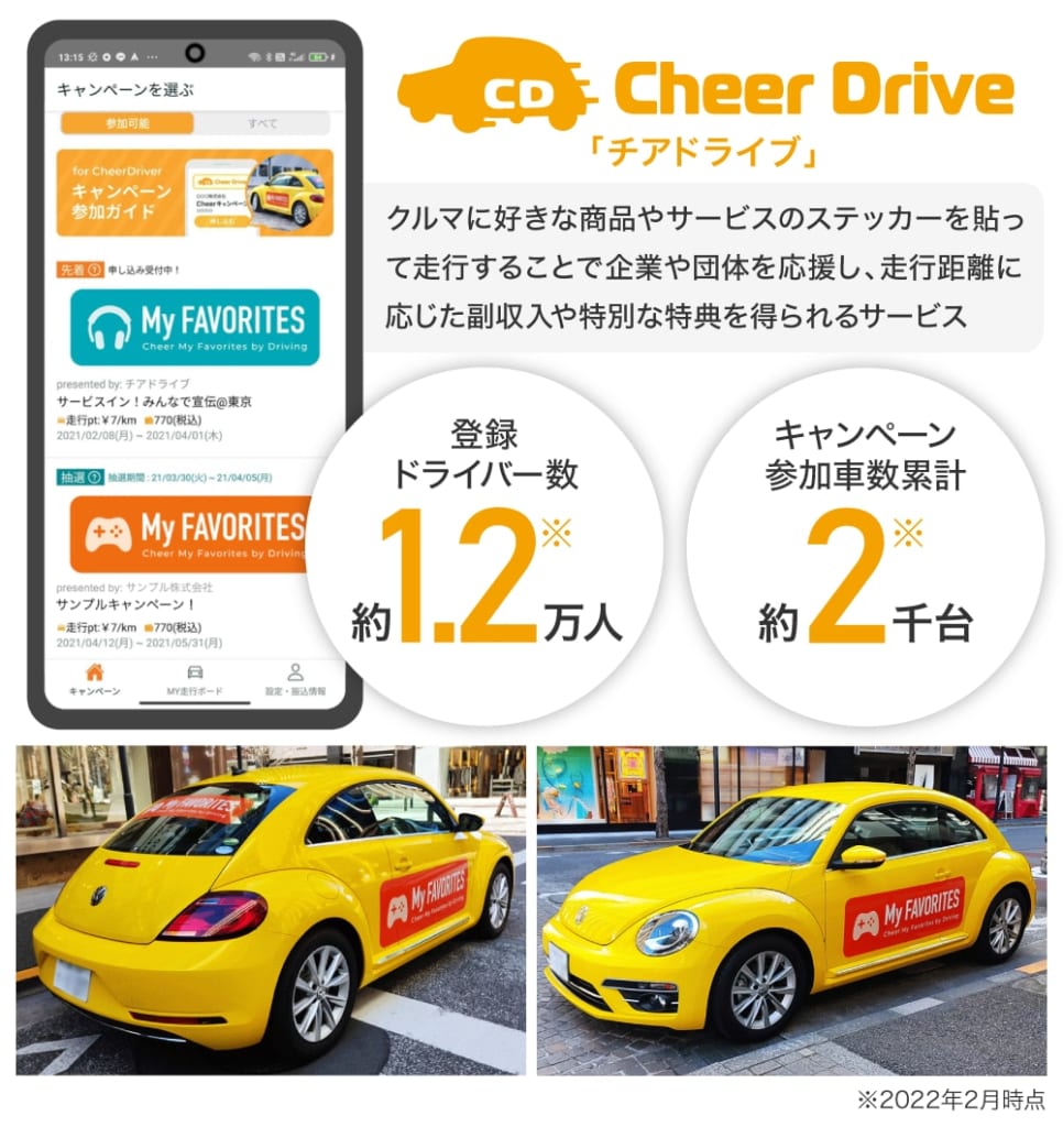 一般乗用車の車体をPR媒体として活用していく「Cheer Drive（チアドライブ）」