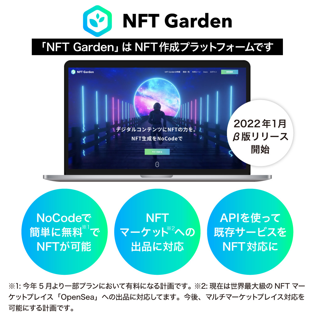 NFT作成プラットフォーム「NFT Garden」