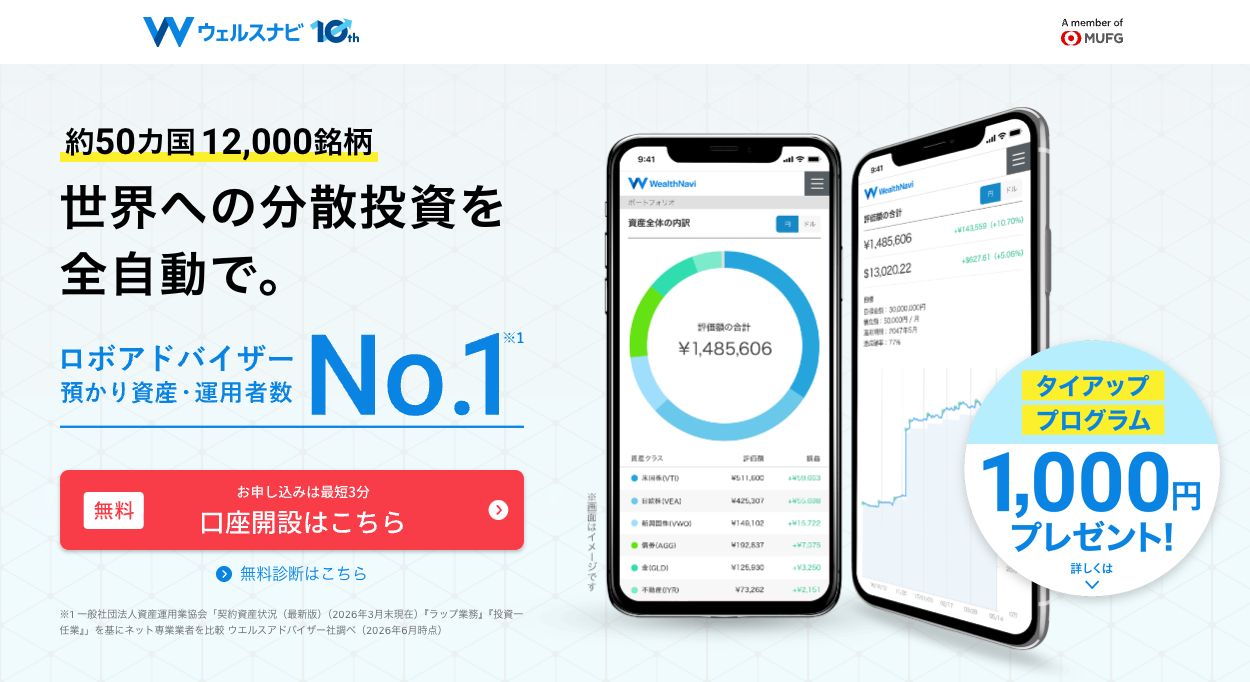 ウェルスナビのタイアッププログラム(2026年10月27日時点)